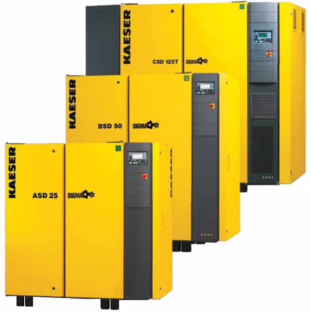Industrial rotary screw air compressor installed in a Los Angeles County plant